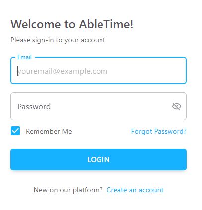 Login form for AbleTime